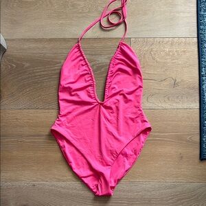 Dippin' Daisy's Pink One Piece Swimsuit V-Neck Halter